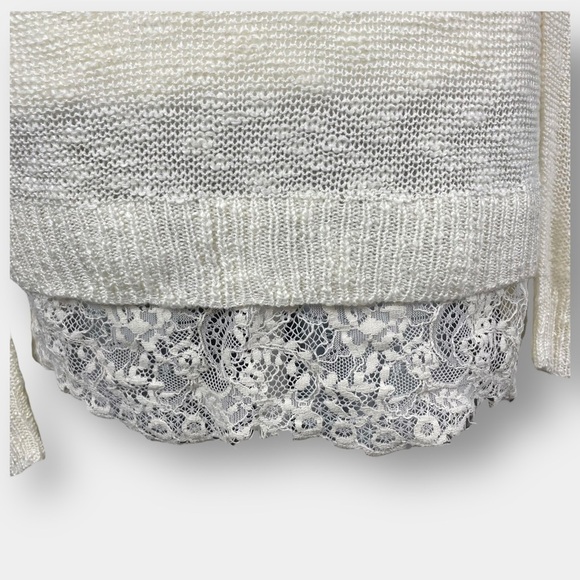 Lace Back Vented Sweater Long Sleeve Cream Size Large - Picture 4 of 8